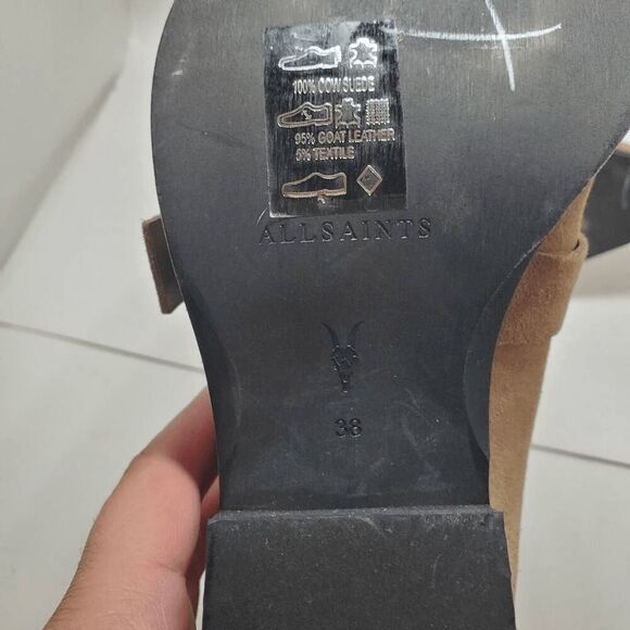 Allsaints Women's Lior Suede Zip Desert Sand Heel Booties 38 US 8 - Picture 11 of 15